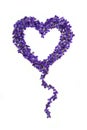 Heart shape balloon flowers. Violets love symbol isolated on white background. Template for greeting card, web design Royalty Free Stock Photo