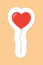 heart shape balloon, Valentines day decorative sticker, party decoration design element, vector illustration Royalty Free Stock Photo