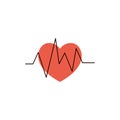 Heart shape with beat pulse cardiogram line icon vector illustration isolated. Royalty Free Stock Photo