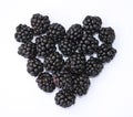 Heart Shape of Blackberries on White Background Royalty Free Stock Photo