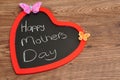 A heart shape blackboard with a happy mothers day message