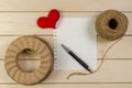 heart shape with blank space and roll of twine cord , valentine Royalty Free Stock Photo