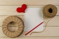 heart shape with blank space and roll of twine cord , valentine Royalty Free Stock Photo