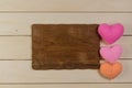 heart shape with blank wooden board , valentine concept Royalty Free Stock Photo