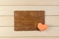 heart shape with blank wooden board , valentine concept Royalty Free Stock Photo