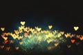 Heart shape bokeh from blurred light on black background. Love, wedding and valentine concept background Royalty Free Stock Photo