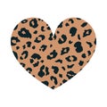 Heart shape with brown Leopard print texture. Abstract design element with wild animal cheetah spot skin pattern. Vector