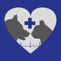 Heart shape cat and dog. Veterinary clinic logo. Royalty Free Stock Photo