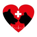 Heart shape cat and dog. Veterinary clinic logo. Royalty Free Stock Photo