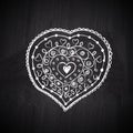 Heart shape chalk drawing on chalkboard blackboard