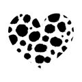 Heart shape with cheetah print texture. Abstract design element with wild animal leopard spots skin pattern. Vector