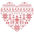 Heart shape Christmas pattern with Santa Claus on white background