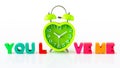Heart Shape Clock Wooden Alphabets for Valentine`s Royalty Free Stock Photo
