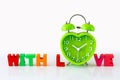 Heart Shape Clock with Wooden Alphabets Royalty Free Stock Photo