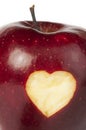 Heart shape closeup carved in apple