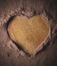 Heart shape on a cocoa background