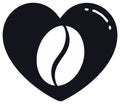 Heart shape with coffee bean inside, symbolizes love for coffee Royalty Free Stock Photo