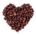 Heart shape coffee bean isolated