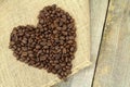 Heart shape with coffee beans. I love coffee. Royalty Free Stock Photo