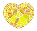 Heart from color bricks tiles icon, cartoon style