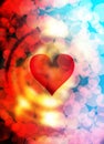 Heart Shape In The Color Space, Abstract Graphic Collage Background.