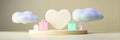Heart shape with colorful gift boxes and floating clouds on circular platform Royalty Free Stock Photo