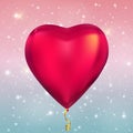 Heart Shape Colour Glossy Helium Balloons on Glossy Sky Background. Vector Illustration