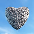 Heart shape composed of many soccer balls with dramatic lighting. High resolution image Royalty Free Stock Photo