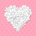 heart shape composed from white flowers Royalty Free Stock Photo