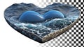 Heart shape containing ocean water ripples surface texture png transparent image Generative AI Royalty Free Stock Photo