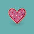 Heart shape cookie with decoration. Valentine day