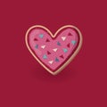 Heart shape cookie with decoration. Valentine