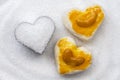 Heart shape cookies with cashew nut or Singapore Cookie on the p Royalty Free Stock Photo