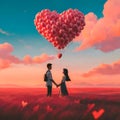 Heart shape with couple in love AI generated Royalty Free Stock Photo