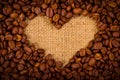Heart shape created with coffee beans Royalty Free Stock Photo