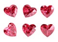 Heart shape diamonds ruby isolated on background 3d Rendering Royalty Free Stock Photo