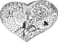 Heart shape with doodles Royalty Free Stock Photo