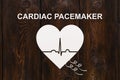 Heart shape with echocardiogram and CARDIAC PACEMAKER text. Cardiology concept Royalty Free Stock Photo