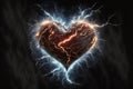Heart shape by electrical lightning. Creative heart symbol. Love concept. generative AI. Royalty Free Stock Photo