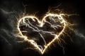 Heart shape by electrical lightning. Creative heart symbol. Love concept. generative AI. Royalty Free Stock Photo