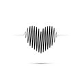 Heart shape electrocardiogram. Black heart shape line on white background. Royalty Free Stock Photo