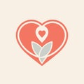 Heart shape enclosing a delicate flower symbolizing self care and love, A clean logo of a heart to represent self-care and self-