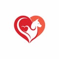 A heart shape enclosing a horse, representing love and connection between humans and animals, Abstract representation of a heart