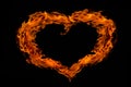 Heart shape fire flame, isolated