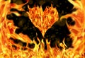 heart shape and fire flames Royalty Free Stock Photo