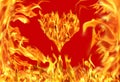 Heart shape and fire flames Royalty Free Stock Photo