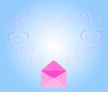 `Heart shape floating out of the envelope into a heart shape,Send love,Send nostalgia,love letter