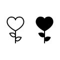 Heart shape flower line and glyph icon. Heart floral vector illustration isolated on white. Love outline style design Royalty Free Stock Photo