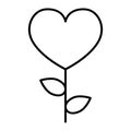 Heart shape flower thin line icon. Heart floral vector illustration isolated on white. Love outline style design Royalty Free Stock Photo