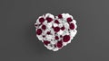 Heart shape flowers, white pink roses in a goft box for holidays and Valentines, Mothers and Women day, mostly empty space for